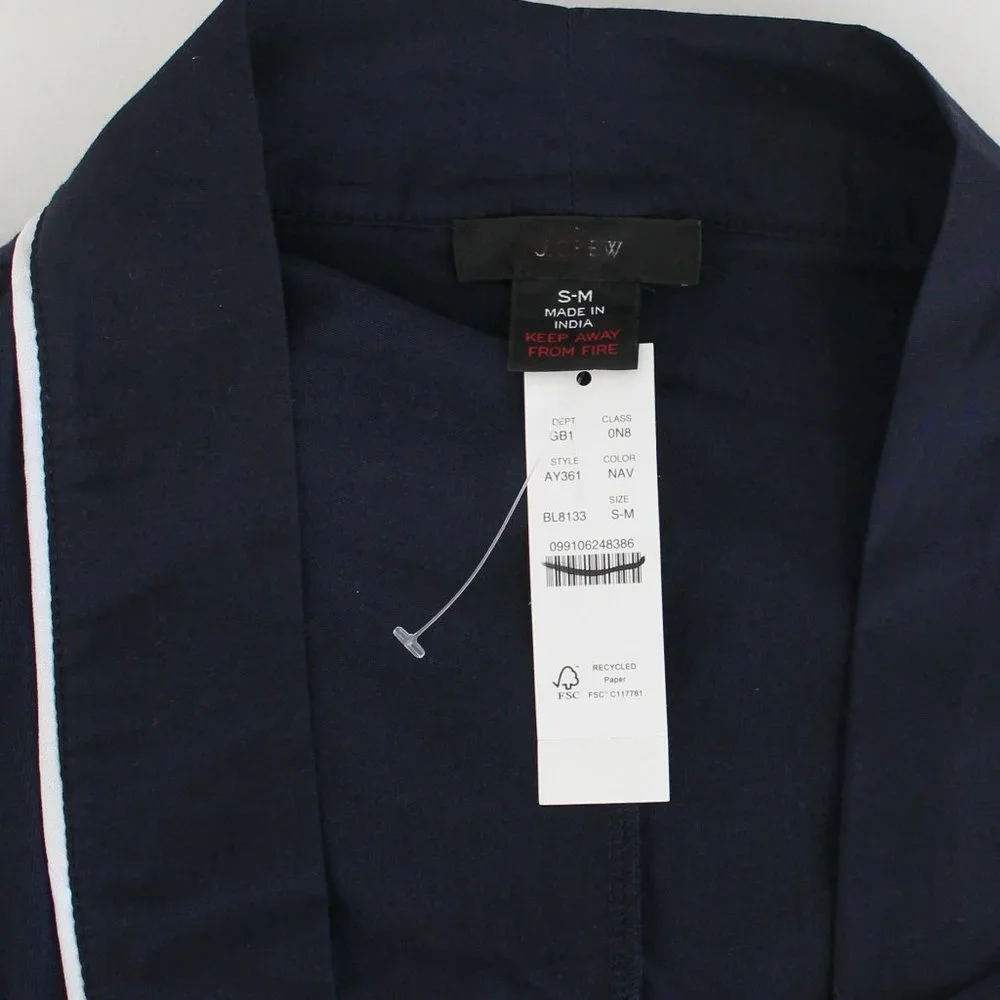 J Crew Dreamy Cotton Robe Navy - Picture 4 of 6